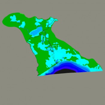 Bathymetric colored surface with equidistant space