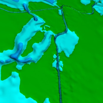 Grid showing canal with equidistant spacing